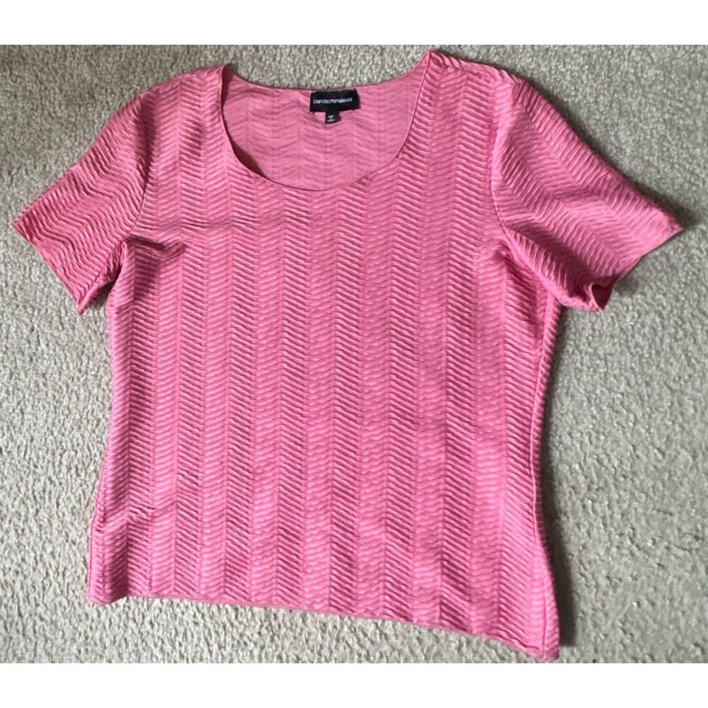 Emporio Armani Textured Pink Short Sleeve Top Women’s Size 48 Italy Designer